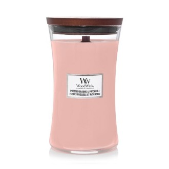 WoodWick Pressed Blooms & Patchouli vonná svíčka s dřevěným knotem 609,5 g