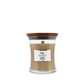 WoodWick Sklo malé/Cashmere vonná svíčka s dřevěným knotem 85 g