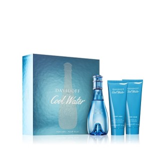 Davidoff Cool Water Woman dárková sada pro ženy toaletní voda 100 ml + tělové mléko 75 ml + sprchový gel 75 ml